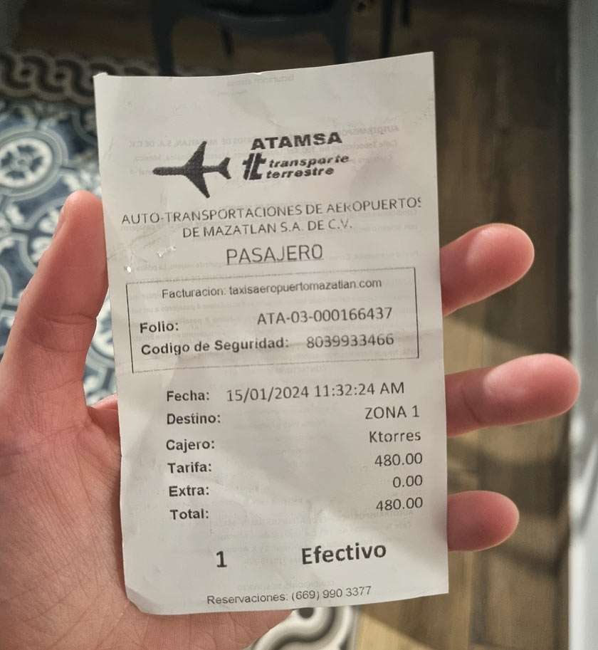 prix taxi aeroport mazatlan