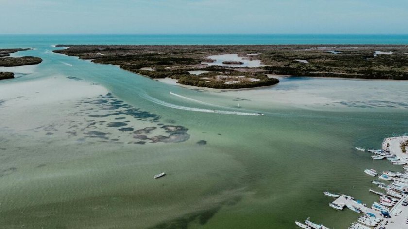 rio lagartos vue du ciel yucatan mexique